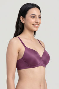 Zivame Marshmallow Padded Non Wired 3/4Th Coverage T-Shirt - Plum Caspia — thumbnail 3